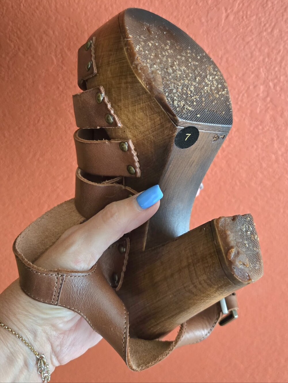 Brown Leather Block Heel Sandals - Women's Stylish Comfort